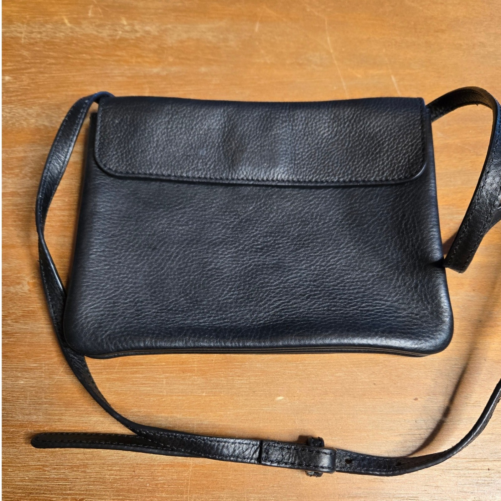J. Jill Crossbody Bag Women Small Black Pebbled Leather Flap Slim